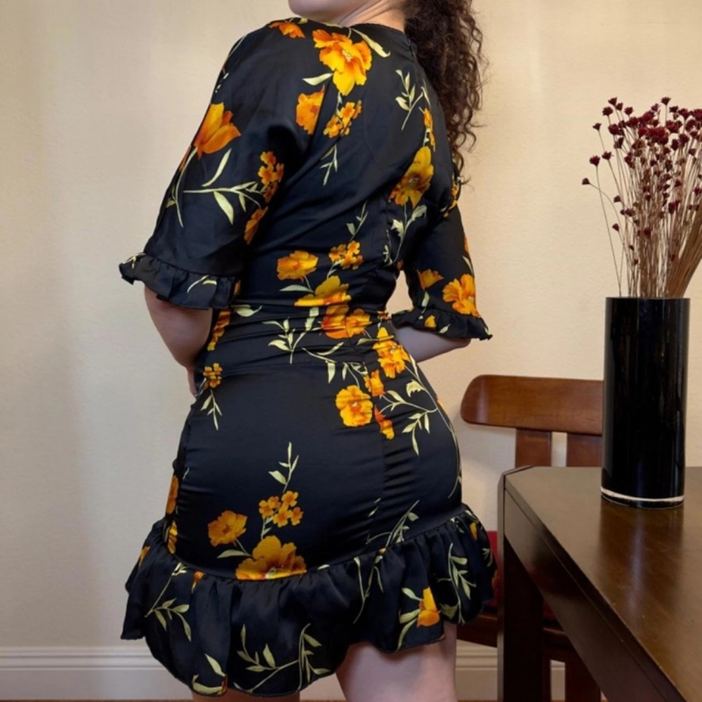 Parisian Works Black and Yellow Floral Dress